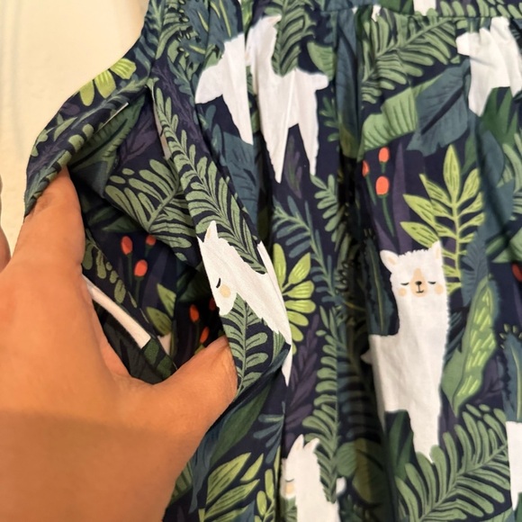 Unique Vintage 1950s Green Leaf & Llama Print Cotton Dakota Flare Dress - Picture 6 of 13